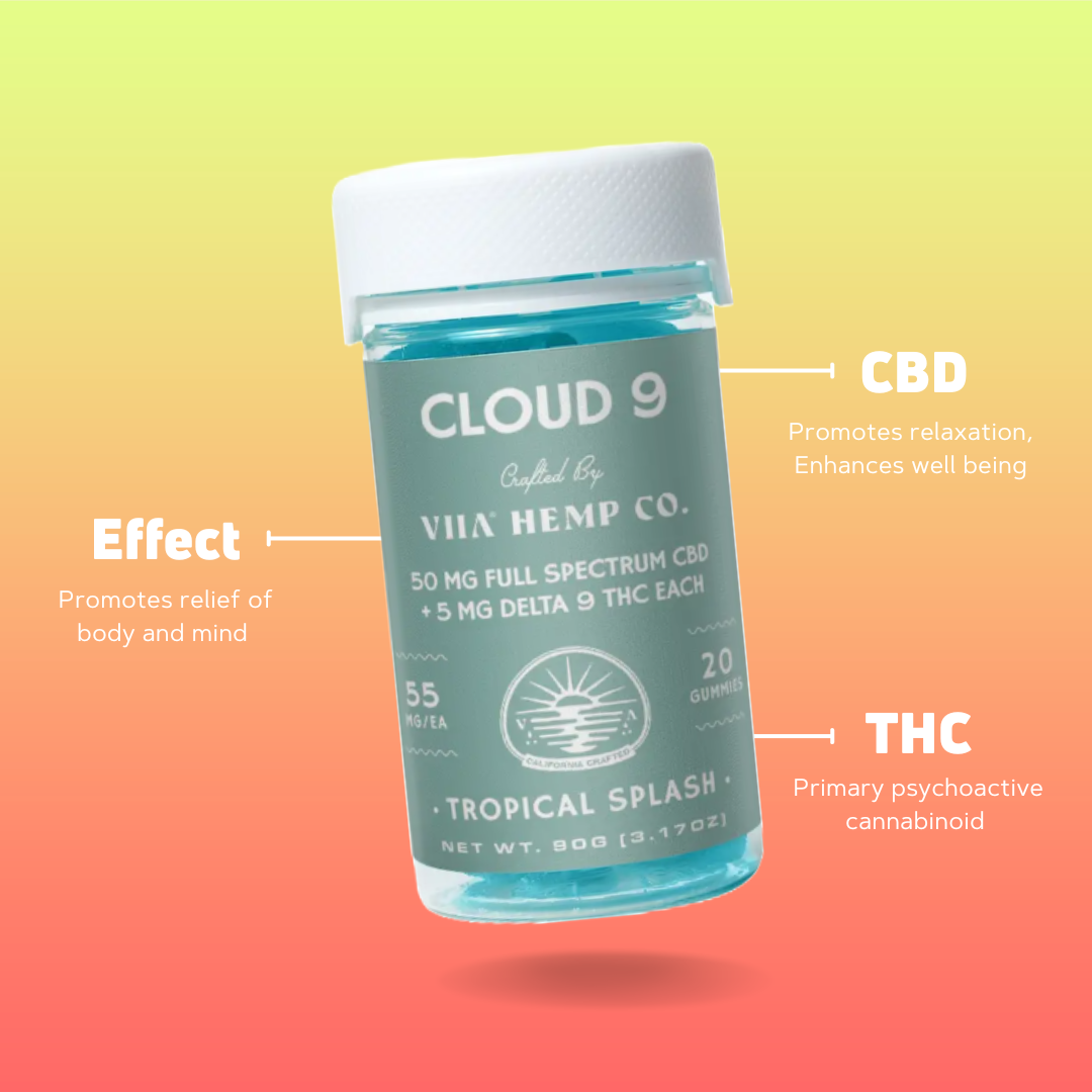 VIIA Hemp Company - Cloud 9 Tropical Splash THC Gummies 5mg