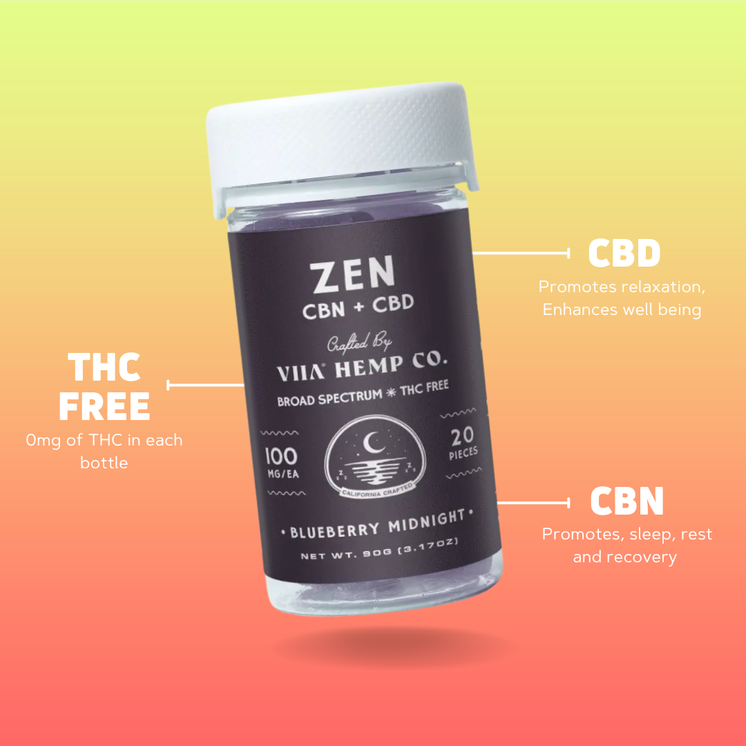 VIIA Hemp Company - Zen Blueberry Mango CBN + CBD Gummies - 100mg